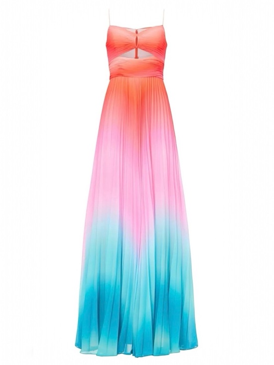 AMUR Dresses & Skirts - NWT AMUR Emmett Pleated Gown in Ombre Sunset Dress Size 2